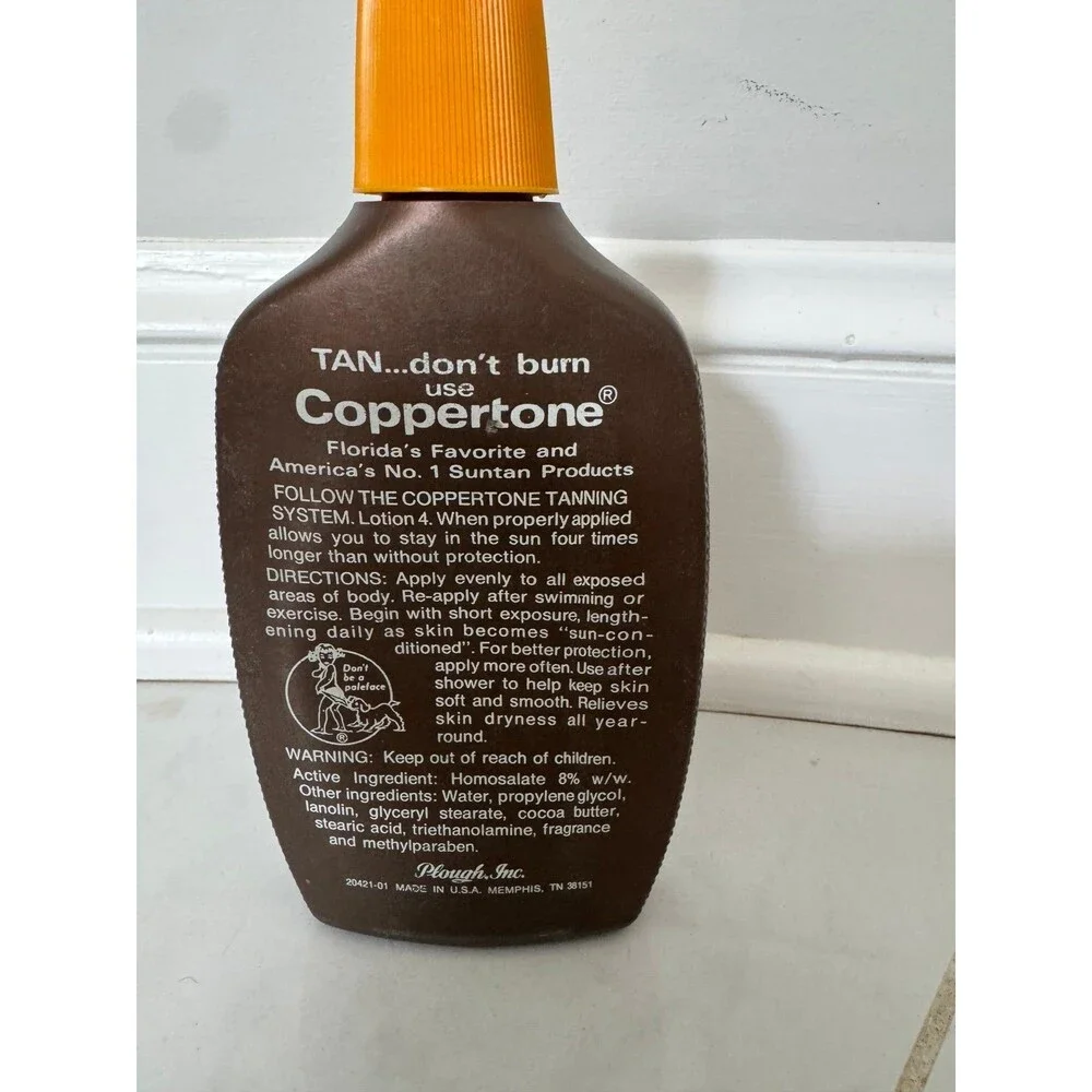 Vintage Coppertone Suntan Lotion 8oz Almost Full Collectible Bottle Movie Prop